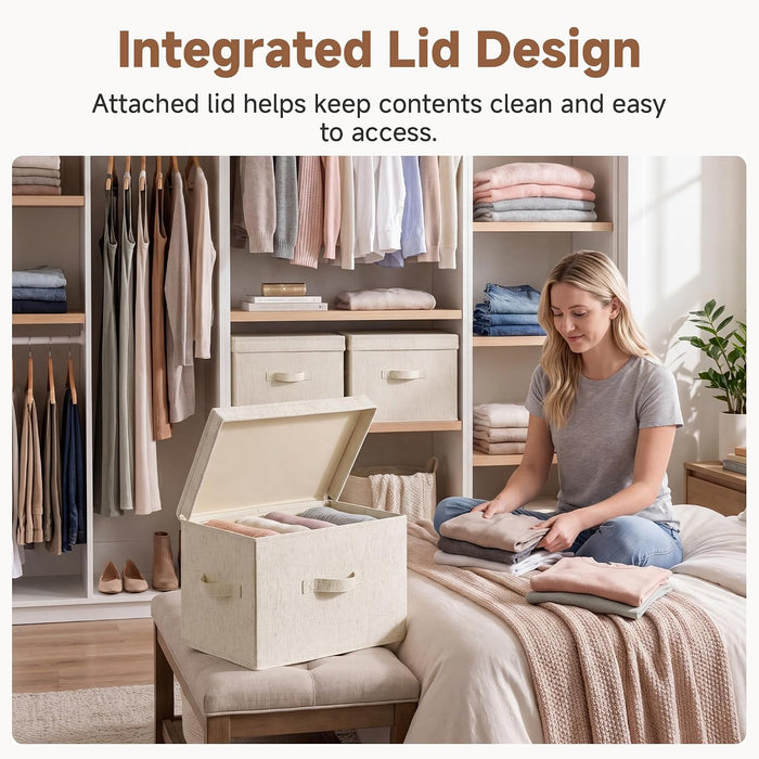 Fabric Storage Bins with Lids, Closet Storage Bins
