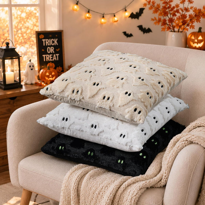 Halloween Pillow Covers 18x18 inch 2Pcs White Ghost Halloween Decor