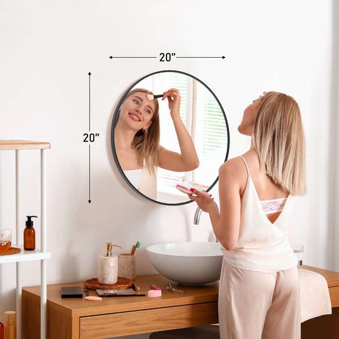 20-Inch Round Metal Wall Mirror