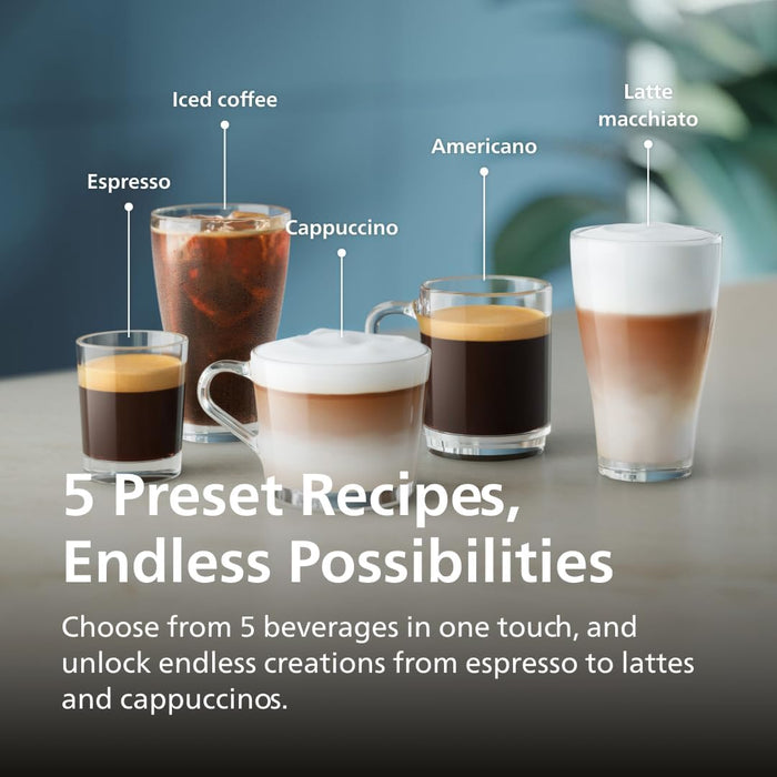 Philips 3200 Series Fully Automatic Espresso Machine, LatteGo Milk Frother, 5 Coffee Varieties, Intuitive Touch Display, 100% Ceramic Grinder, AquaClean Filter, My Coffee Choice, Black