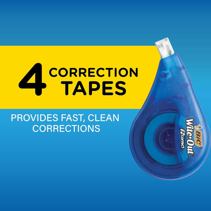 Wite-Out Brand EZ Correct Correction Tape, 39.3 feet, 4-Count Pack of White Fast, Clean and Easy to Use Tear-Resistant T