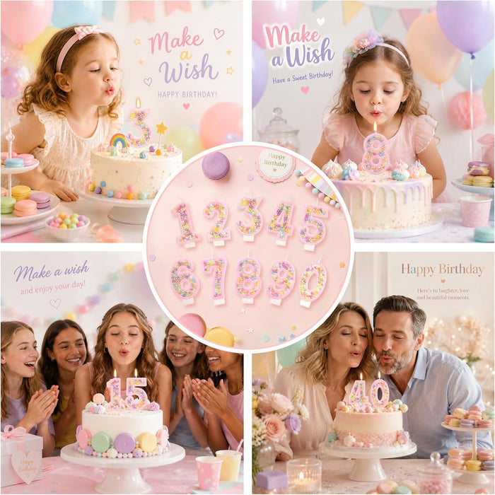 Pastel Macaron Number 2 Candle, 2nd Birthday Decorations for Girl