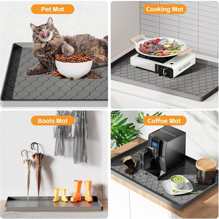 Waterproof Under Sink Mat 34" x 22", Silicone Mat, Dark Gray