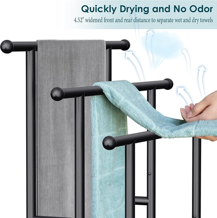 40'' Freestanding 3 Tier Alloy Steel Towel Rack with Storage Basket