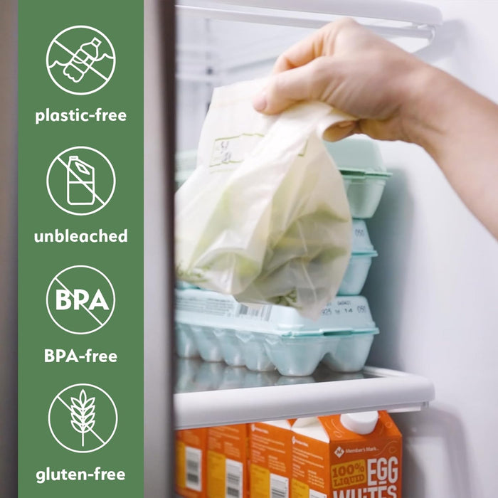 100% Compostable Food Storage Bags, Sandwich Size 150 Pack, Eco-Friendly Freezer Bags, Resealable, Heavy-Duty, Reusable, Leak Resistant, Off-White, Food Grade by