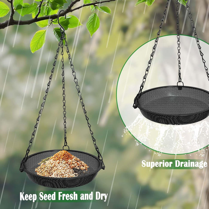 Hanging Platform Bird Feeder, 9 in, Black