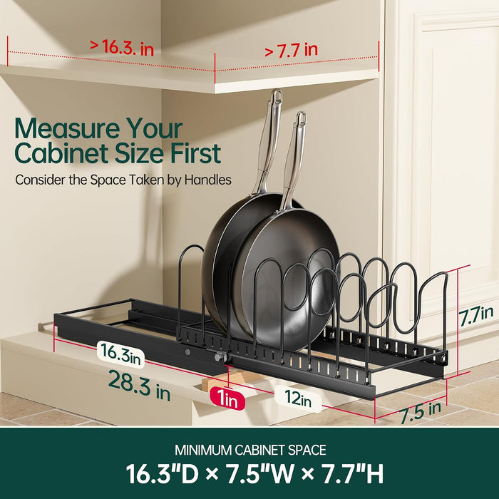 Pull Out Pots and Pans Organizer Under Cabinet, 2 Pack 8 Dividers