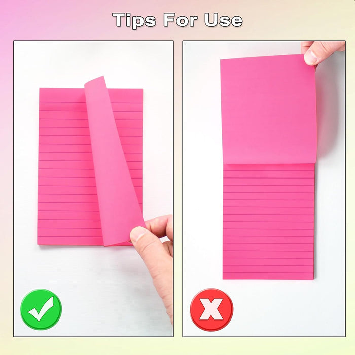 9 Pads Lined Sticky Notes 4x6 in, Bright Large Notepads with Lines