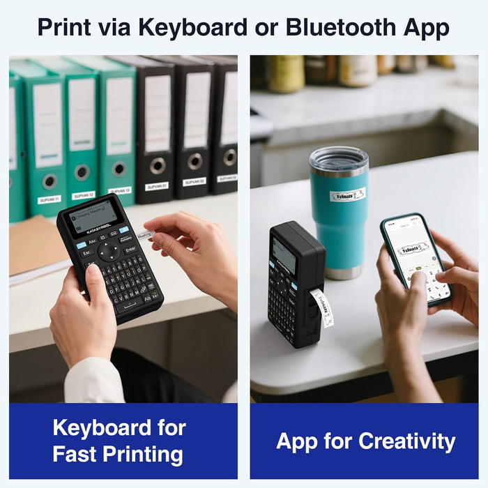 E11 Keyboard & Bluetooth Label Maker Machine with 4 Tapes