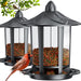 2 Pack Bird Feeders for Outdoor Hanging, Assembly Required, 1-Min Easy Setup, Charming Castle Design, Attracting Cardinals Chickadees Goldfinches & Sparrows - Black
