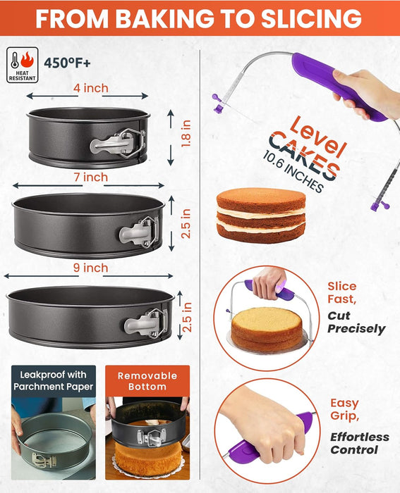700 PCs Cake Decorating Kit with Baking Supplies Cake Decoration Set including Springform Pans, Cake Turntable, Numbered