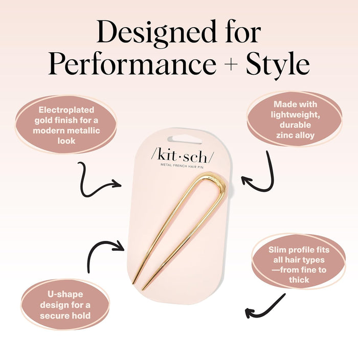 French Hair Pins for Women | Secure Hold All Day - Gold, 1pc