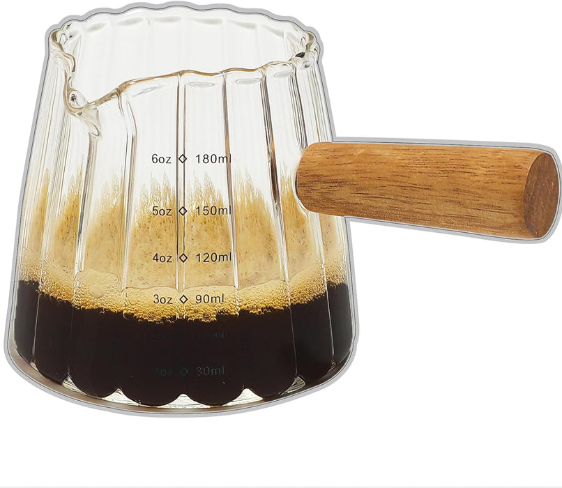 Espresso Cups 6OZ, Espresso Accessories, Expresso Shots Cup, Espresso Shot Glass with V-Shaped Mouth, Ribbed Milk Frothi