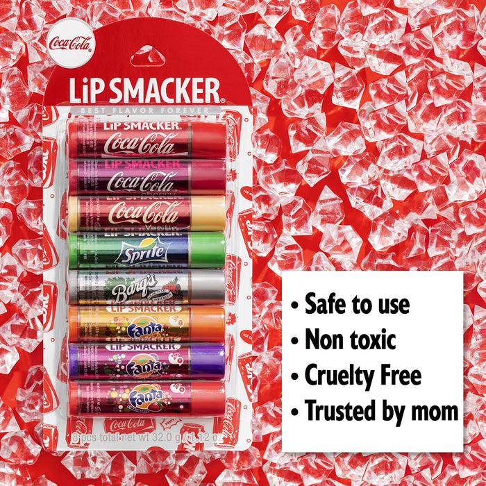 Coca-Cola Flavored Balm, 8 Count, Flavors Coke, Cherry Vanilla Sprite, Root Beer, Orange Fanta, Grape Strawberry Fanta