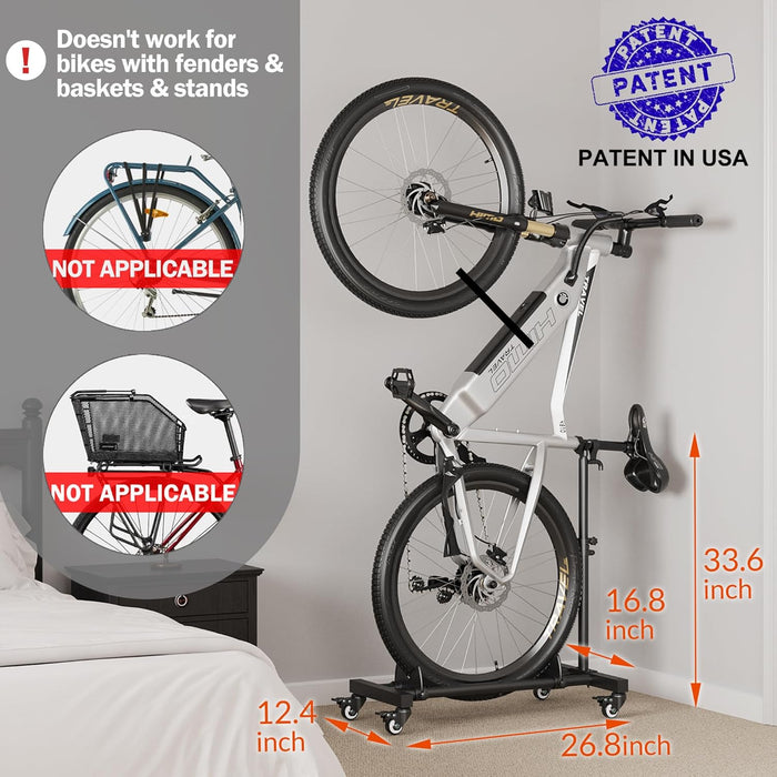Vertical Bike Stand, Freestanding Bike Rack for Garage Storage, Upright Bicycle Floor Stand with Adjustable Height and 3