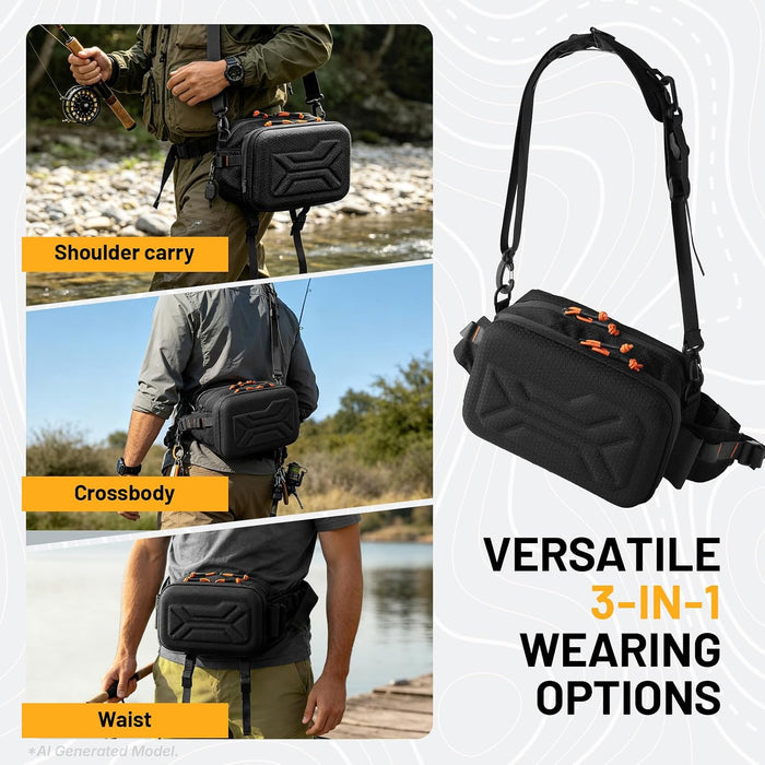 AUMENТAR Fishing Waist Bag, Lure Fishing Fanny Pack, Hard Shell Tackle Bag