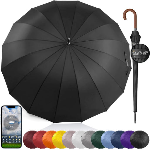 Large Umbrella for Rain & Golf, Windproof, Big, Heavy Duty Stick