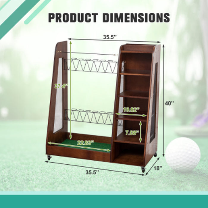 Two-Bag Wooden Golf Storage Rack