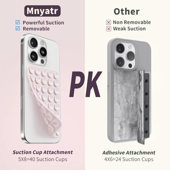 (2 Pack) Suction Cup Phone Case Mount Double Sided, Clear & Light Pink