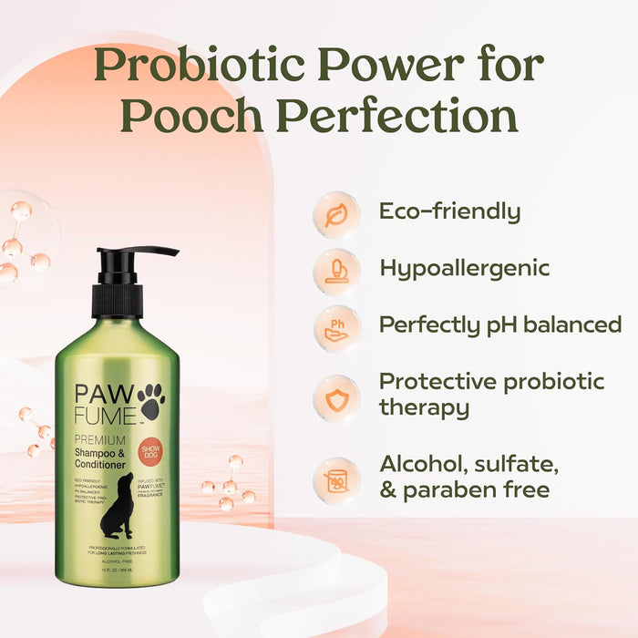 PAWFUME Deshedding Dog Shampoo and Conditioner, Show Dog, 1-Pack