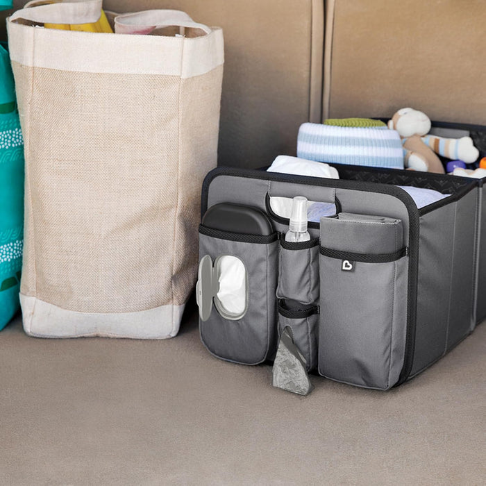 Out-n-About Trunk Organizer for SUVs and Cars with Portable Changing Pad and Wet Baby Wipes for Diaper Changes On-the-Go