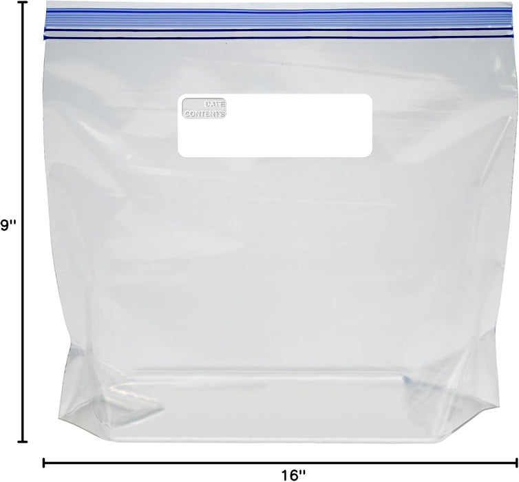 Reclosable Freezer Gallon Size Bags with Double Zipper Seal, Stand-Up Bottom, BPA Free, 90 Count (Previously Solimo)