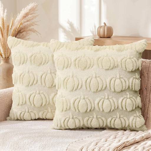 Beige Fall Pumpkin Throw Pillow Covers 18x18 Inch