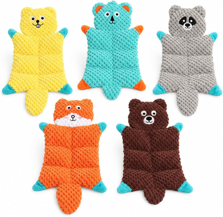 Not Stuffing Dog Toys, Soft Plush Animal Toys for Dogs,5 Pack Durable Stuffless Chew Toys for Small & Medium Dogs, Inter