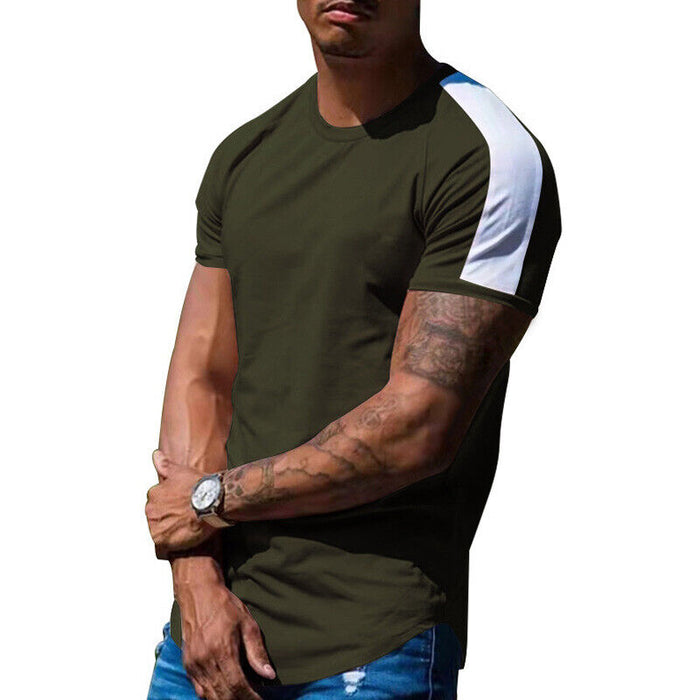 Mens Casual round Curved Hem T-Shirt Men Sport Fashion Short Sleeve T Shirts