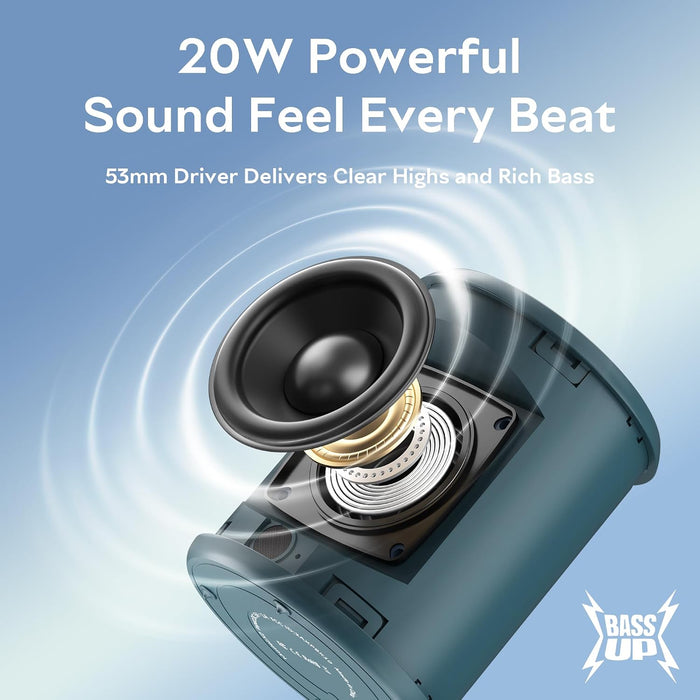 Portable Bluetooth Speaker, IPX7 Waterproof with 15H Playtime(Blue)