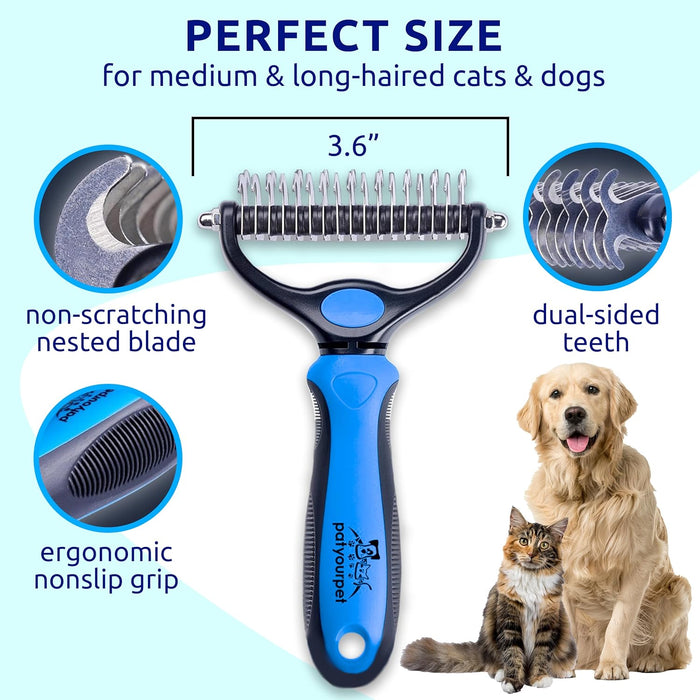 Deshedding Brush & Metal Comb Grooming Combo