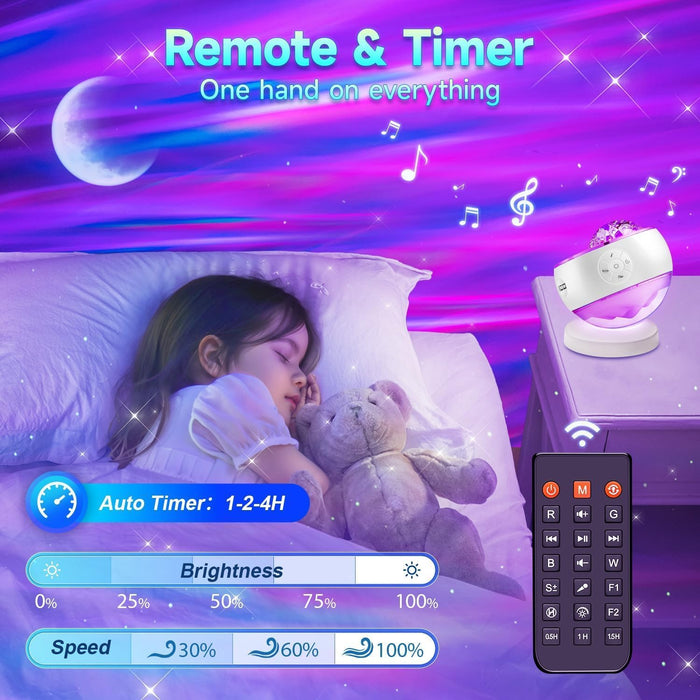 LED Aurora Star Galaxy Projector Sound Machine NightLight Bluetooth Speaker