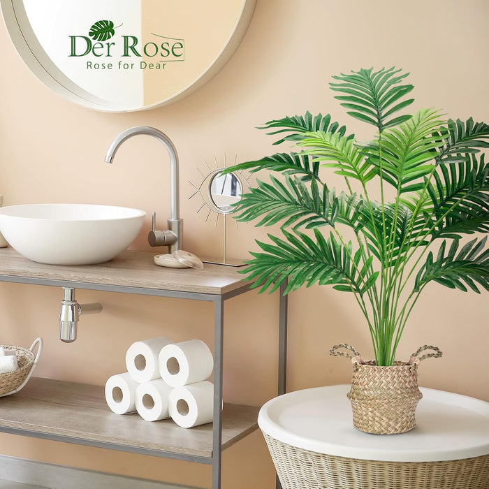 28" Fake Palm Tree, Artificial Floor Plant with Boho Woven Basket