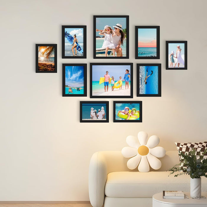 10 Pack Picture Frames Collage Wall Decor, Gallery Wall Frame Set for Tabletop or Wall Mounting Display, Multi Size with