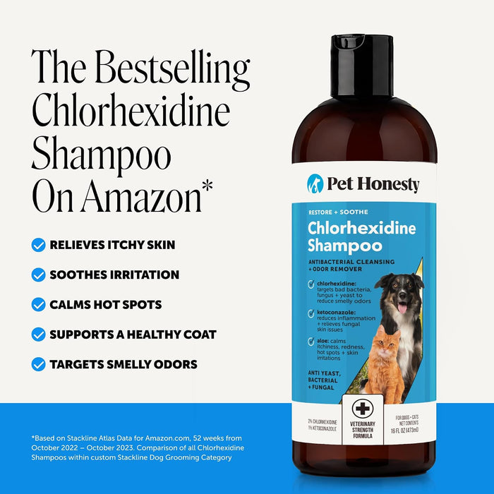 Chlorhexidine Dog Shampoo Itchy Skin Relief, Anti-Itch, 16oz