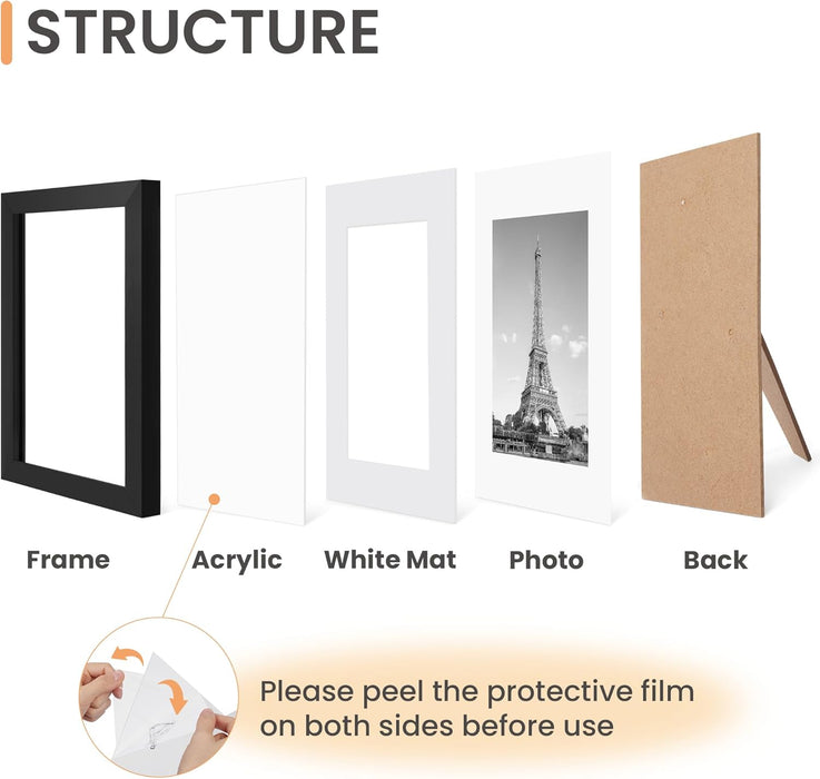 5x7 Picture Frame, Photo Collage Wall Decor Set of 10, Black
