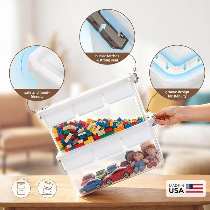 17QT Clear Craft Organizers and Storage Box with Removable Tray