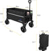 Collapsible Wagon Cart with Wheels Foldable - Folding Utility Heavy Duty Wagons Carts for Grocery Sports Garden Shopping Camping Wheelbarrows (Black, 120L)