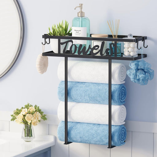 Wall Mounted Towel Rack for Bathroom, Towel Storage for Above Toilet
