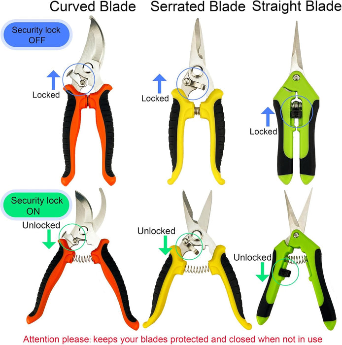 Pruning Shears, 4 Pack Garden Shears with Gardening gloves, Clippers Handheld, Stainless Steel Garden Snips, Pruners for