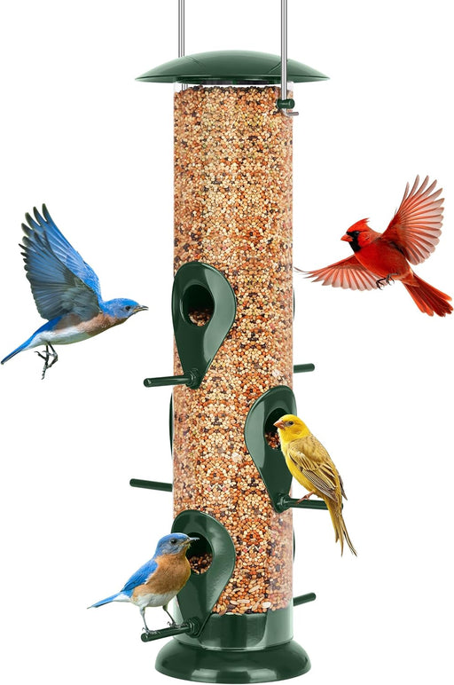 Metal Tube Bird Feeders for Outdoors Hanging, 13’’ 6 Ports