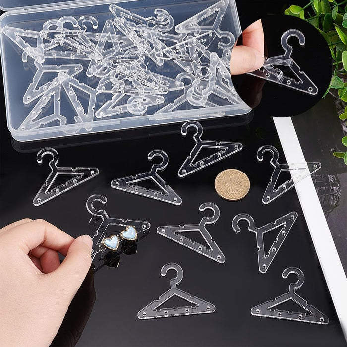 30pcs Clothes Hanger Clear Earring Holder Mini Hanger Rack Jewelry Display Dangle Earring Hanging Organizer Acrylic Ear Studs Display Rack for Retail Show Personal Exhibition(Only Hanger)