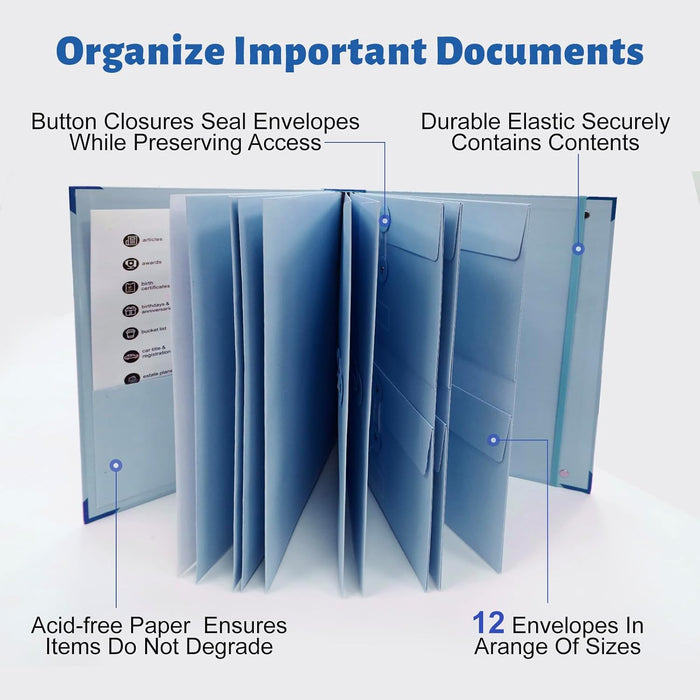 Document Organizer,File Organizer for Paper,Important Documents for Office and School,in Case I Go Missing Binder(Blue,2In Thick)