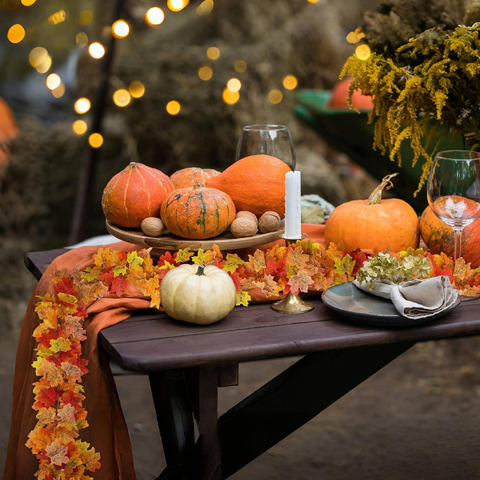 2Pcs 13FT Artificial Fall Leaves Garland for Thanksgiving Decor