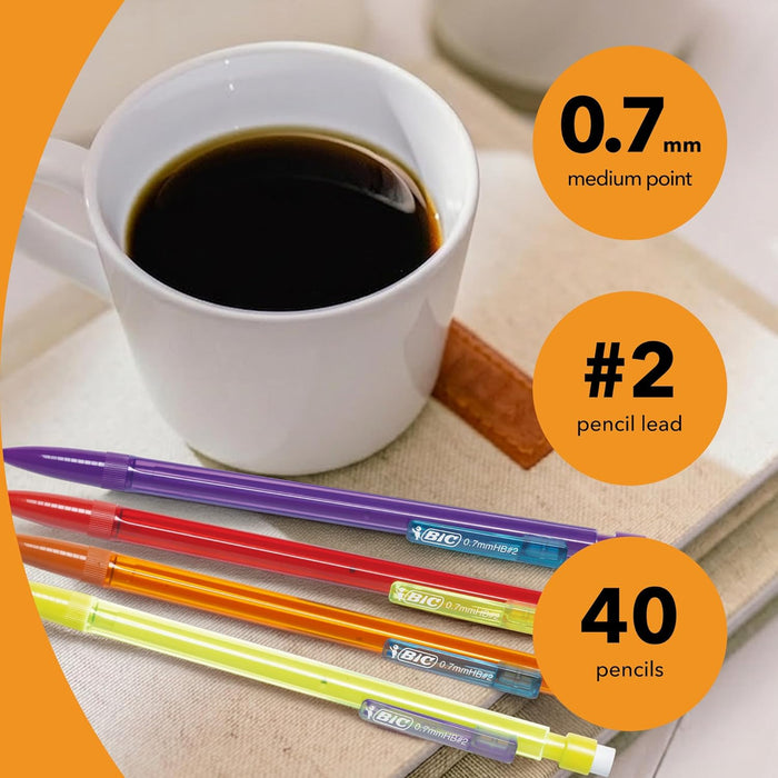 Xtra Smooth Bright Edition Mechanical Pencils, 0.7 mm Medium Point, Bulk School Supplies for Students and Teachers, 40-C