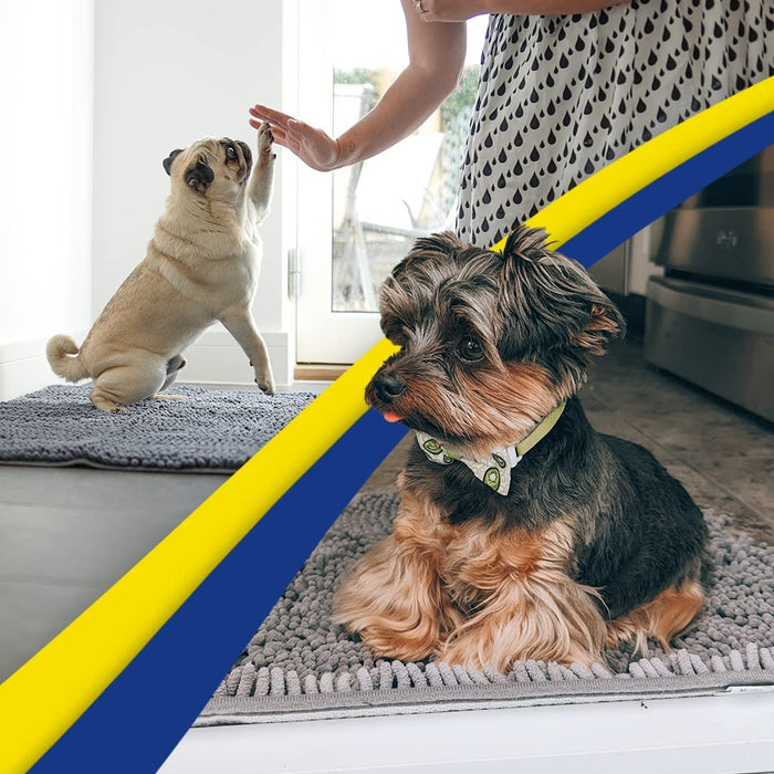 ® | Super Water Absorbent Door Mat Indoor, Microfiber Quick Dry Chenille Entryway Rug, Slip Resistant Front Door Mat, Indoor Mats for Entryway, Machine Washable Pet Rug, Grey 30"x19"