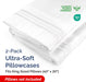 King Pillow Cases Set of 2 - Ultra Soft Cozy Pillowcase Covers - White