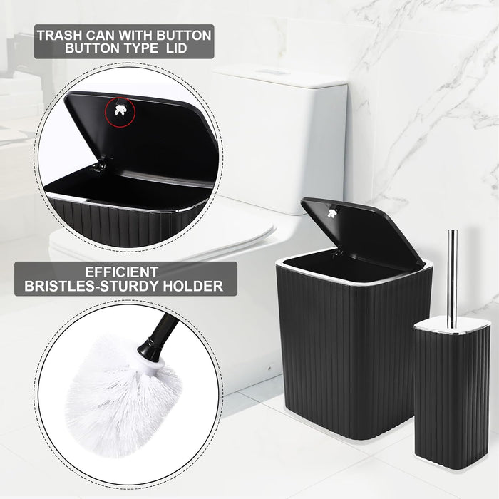 Bathroom Accessories Set - 10PC Gorgeous Black Bathroom Set