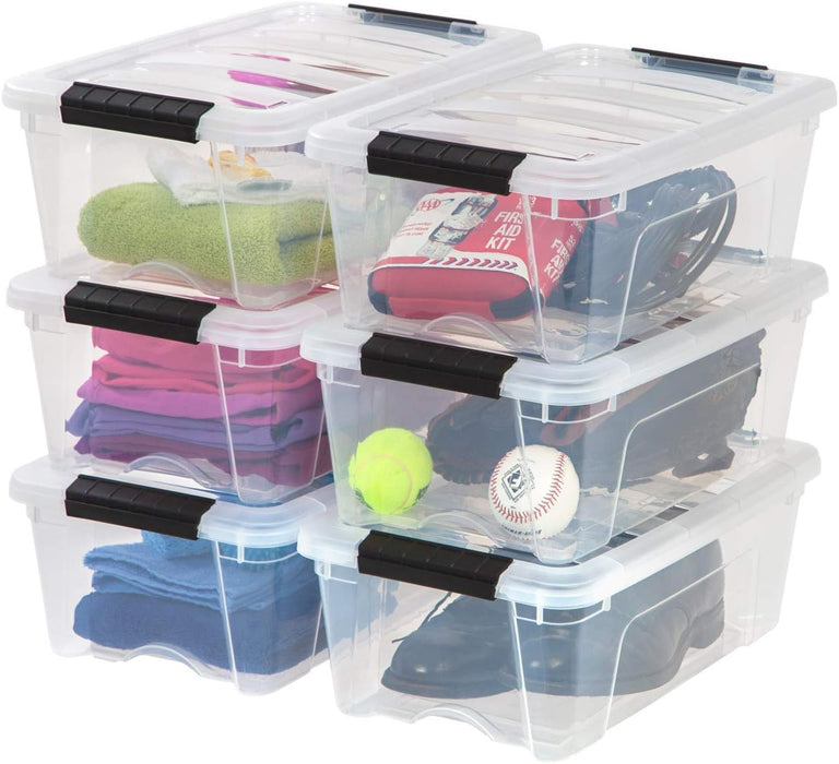 6-Pack 13 Quart Storage Bins with Lids, Clear