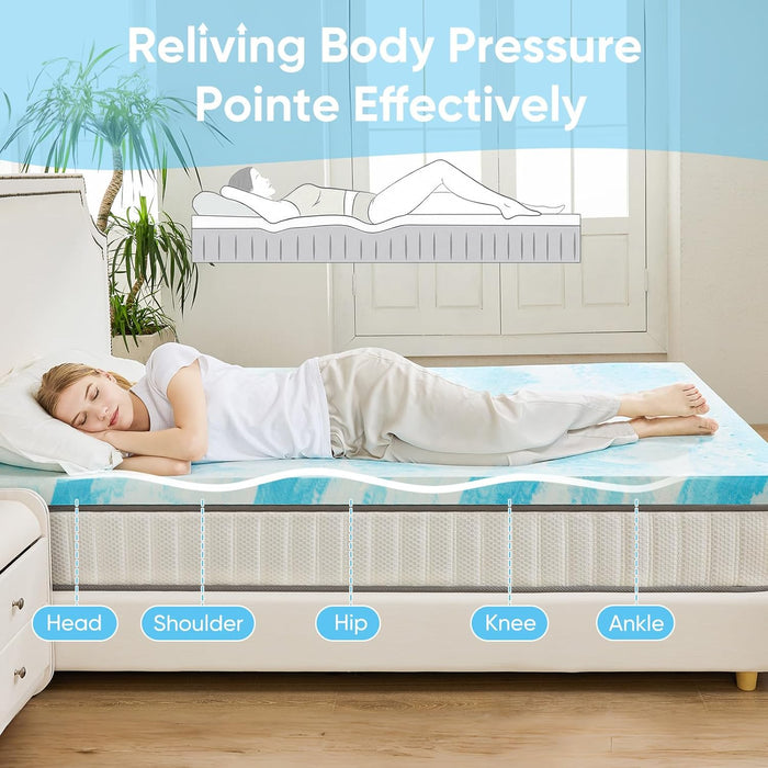 2 Inch Twin Cooling Gel Infused Memory Foam Mattress Topper, Bed Pad